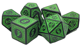 Old School Dice - Rune Dice: Magical Runes Green RPG Dice Set