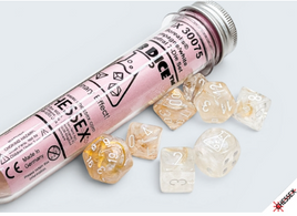 Chessex 30075 - Lab Dice: Borealis Champagne with White Polyhedral RPG Dice Set (plus bonus die)