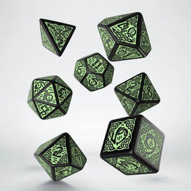 Q Workshop - Celtic Dice: Black & Green RPG Dice Set