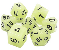 Old School Dice - Glow Dice: Grey RPG Dice Set