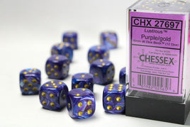 Chessex - 27697 - Lustrous Purple/gold 16mm d6 Dice Block (12 dice)