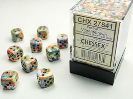 Chessex - 27841 - Festive Vibrant/brown 12mm d6 Dice Block (36 dice)