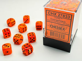 Chessex - 27833 - Vortex Orange/black 12mm d6 Dice Block (36 dice)