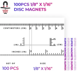 Magnet Baron - Disc Magnets 1/8" x 1/16" (100 Count)