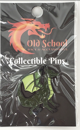 Old School Dice & Accessories Enamel Pin - Green Dragon