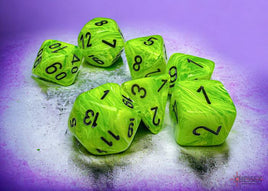 Chessex - Dice - 22430 - Vortex Bright Green & Black Mega-hedral 7pc Set