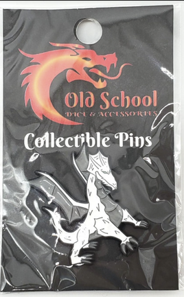 Old School Dice & Accessories Enamel Pin - White Dragon