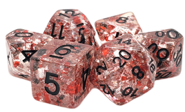 Old School Dice - Particles: Metallic Red with Black RPG Dice Set