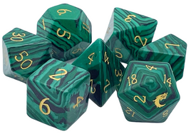 Old School Dice - Gemstone 7-Piece Set - Malachite