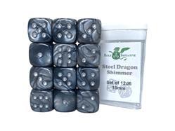 Roll 4 Initiative - Dice - Steel Dragon Shimmer 12d6 Set 18mm