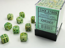 Chessex 27809 - Marble Green/dark green 12mm d6 Dice Block (36 Count)