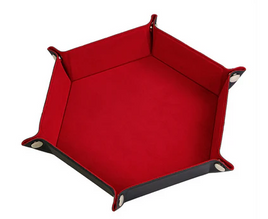 Foam Brain Games - Leatherette & Velvet Hex Dice Tray: Dark Gray & Red