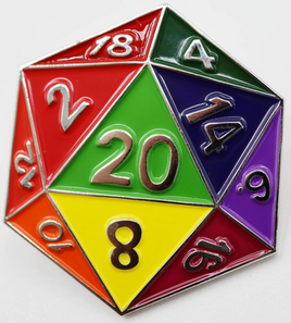 Foam Brain Games Enamel Pin - D20: Rainbow