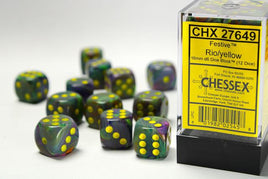 Chessex - 27649 - Festive Rio/yellow 16mm d6 Dice Block (12 dice)