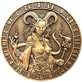 Goliath Dice Coin d20: Female Tiefling Warlock