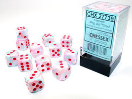 Chessex - 27739 - Festive Pop Art/red 16mm d6 Dice Block (12 dice)