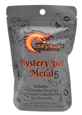 Old School Dice - Mystery Metal Dice (+Pin & Bonus Premium Die)