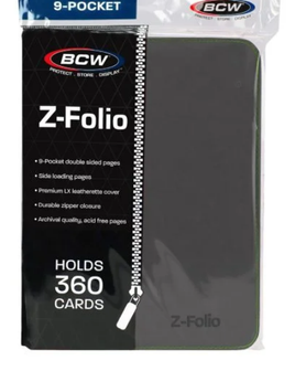 BCW - 9-Pocket Zippered Side-Load Z-Folio - Gray 360 Capacity