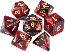 Fanroll - Red/Black with Gold RPG Dice Set