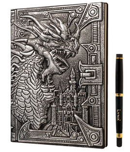 Lynx - Faux Leather 3D Journal Silver Dragon