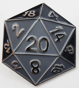 Foam Brain Games Enamel Pin - D20: Black