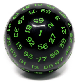 Foam Brain Games - D100 Black Opaque with Green 45mm