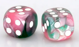 Foam Brain Games - Pink & Green Pearlescent 16mm d6 Set (12 Count)