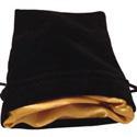 Metallic Dice Games - Dice Bag -  4" x 6" Black Velvet with Gold Satin Lining