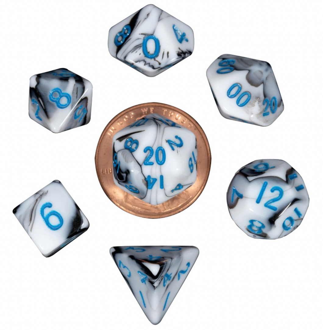 Metallic Dice Games - Dice - 7ct Mini - Marble w/ Blue