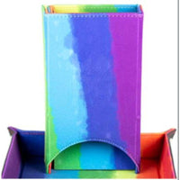 Metallic Dice Games - Dice Tower - Velvet Fold Up Dice Tower Rainbow Watercolor