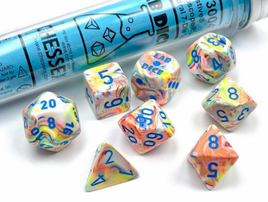 Chessex 30047 - Lab Dice: Kaleidoscope Festive Luminary Dice/blue 7 Dice Set (plus bonus die)