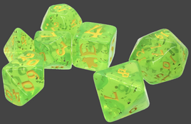 Steve Jackson Games - Munchkin Polyhedral Green with Yellow RPG Dice Set