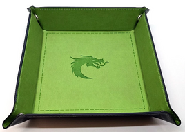 Old School Dice - Rolling Tray: Square - Green with Blue Back