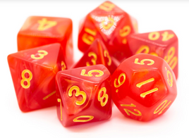 Old School Dice - Pearl Drop: Red with Gold RPG Dice Set