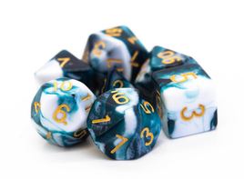 Old School Dice - Vorpal: Dark Blue & White with Gold RPG Dice Set