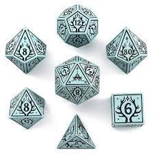 Hymgho - Metal Druid: Cyan w/Black RPG Dice Set