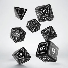 Q Workshop - Dice - Runic Black & White 7pc Set