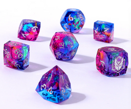 Hymgho - Captured Magic Luster Cut Resin RPG Dice Set - Gilded Storm