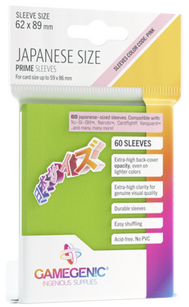 Gamegenic - Prime Sleeves Lime (60 Count)