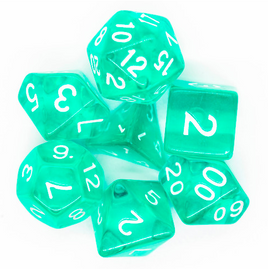 Old School Dice - Translucent Teal with White RPG Dice Set