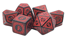 Old School Dice - Rune Dice: Magical Runes Red RPG Dice Set