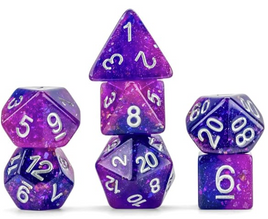Fanroll - Eternal: Purple & Blue with Silver Resin RPG Dice Set