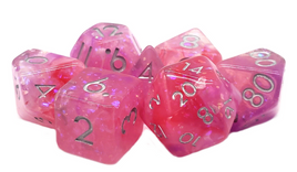 Old School Dice - Particles: Pink White & Purple Mist RPG Dice Set