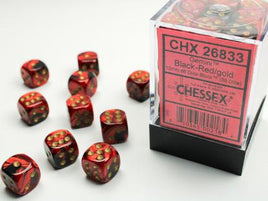 Chessex - 26833 - Gemini Black-Red/gold 12mm d6 Dice Block (36 dice)