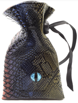 Old School Dice - Dragon Eye Dice Bag - Spectral Dragon Blue & Gold