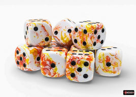 Chessex 24603 - Brush Sunrise/black 16mm d6 Dice Block (12 Count)
