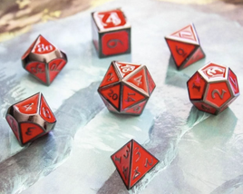 Mystery Dice Goblin - Metal Red & Black 7-Dice Set