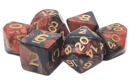 Old School Dice - Vorpal: Blood Red & Black with Gold RPG Dice Set