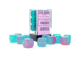 Chessex - 26664 - Gemini Gel Green-Pink/blue Luminary 16mm d6 Dice Block (12 dice)