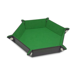 BCW - Dice Tray - Hexagon Leatherette Grass Green Faux Suede